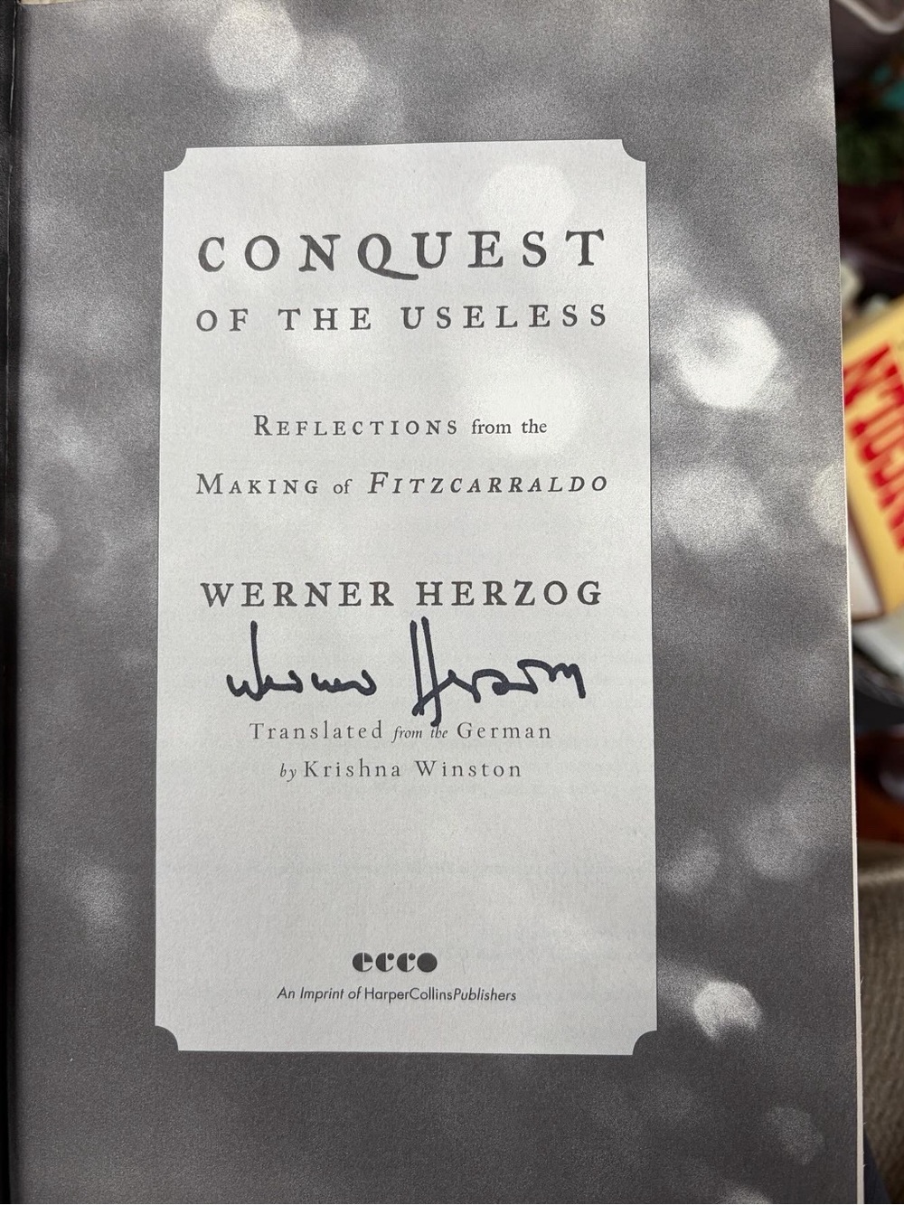 Signed Werner Herzog - Conquest of the Useless